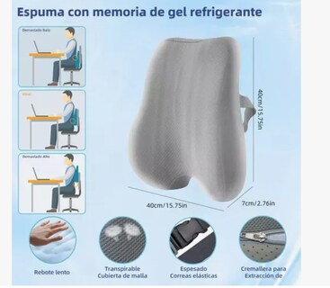 Foto 4 | Almohada Lumbar Ortopédica Con Memoria Y Cojín Para El Coxis