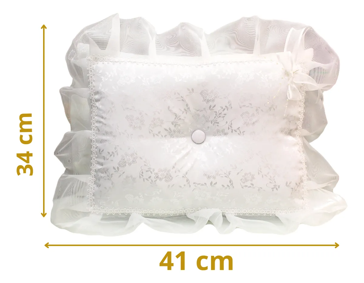 Foto 3 pulgar | Cojines Para Boda Matrimonio Hincarse + Caja Brocad Blanco Blanco Floreado