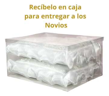 Foto 3 | Cojines Para Boda Matrimonio Hincarse + Caja Brocad Blanco Blanco Floreado