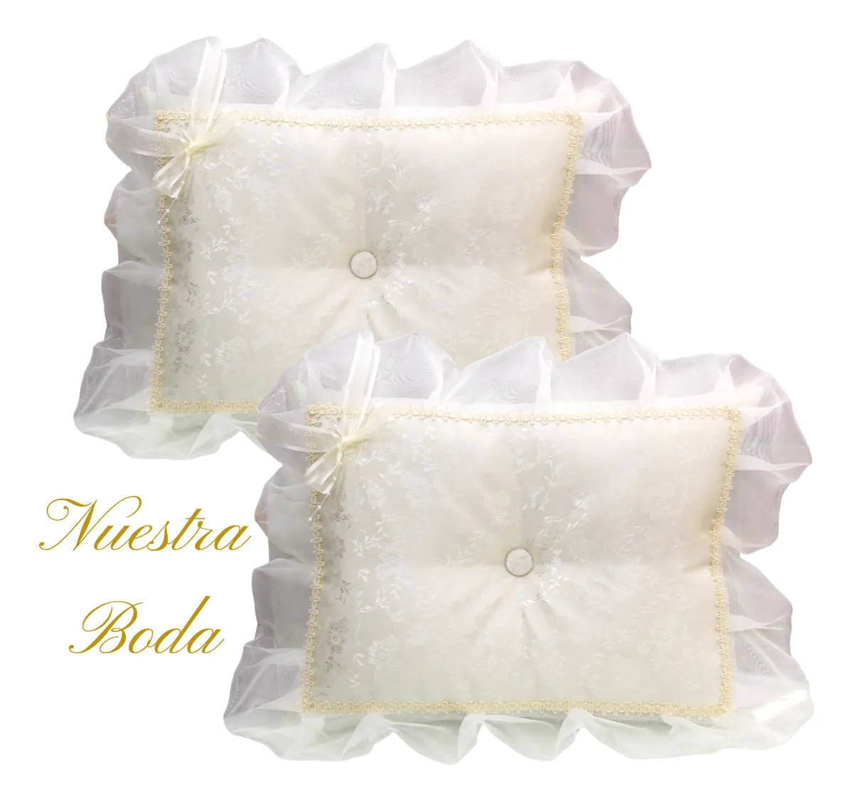 Foto 5 pulgar | Cojines Para Boda Matrimonio Hincarse + Caja Brocad Beige