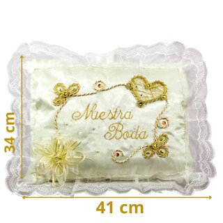 Foto 2 | Cojines Boda Matrimonio Letra Dorada Hincarse + Incluyen Caja Decorado