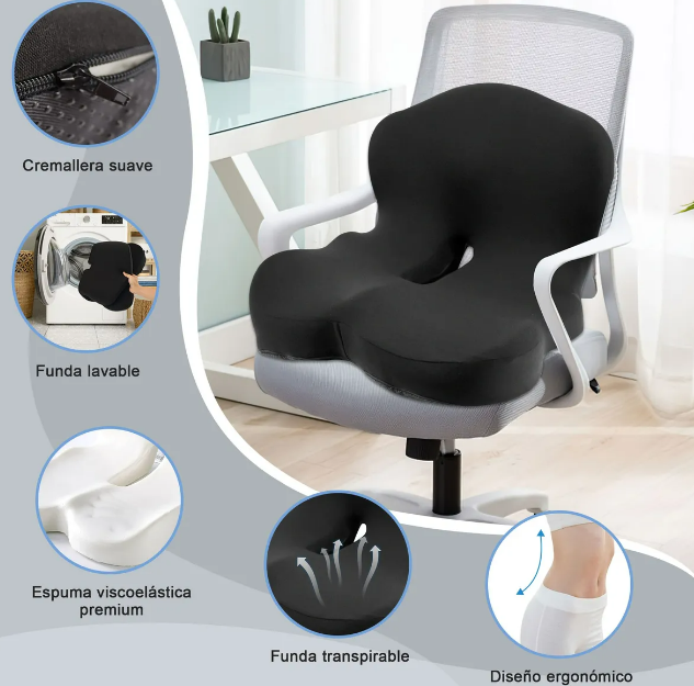 Foto 2 | Xtellar Cojín Ergonómico Premium Para Coxis Y Soporte Lumbar - Ideal Para Auto  Oficina Y Hogar