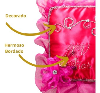 Foto 3 | Cojin Recuerdo 15 Años Fiusha Fucsia Magenta + Incluye Caja