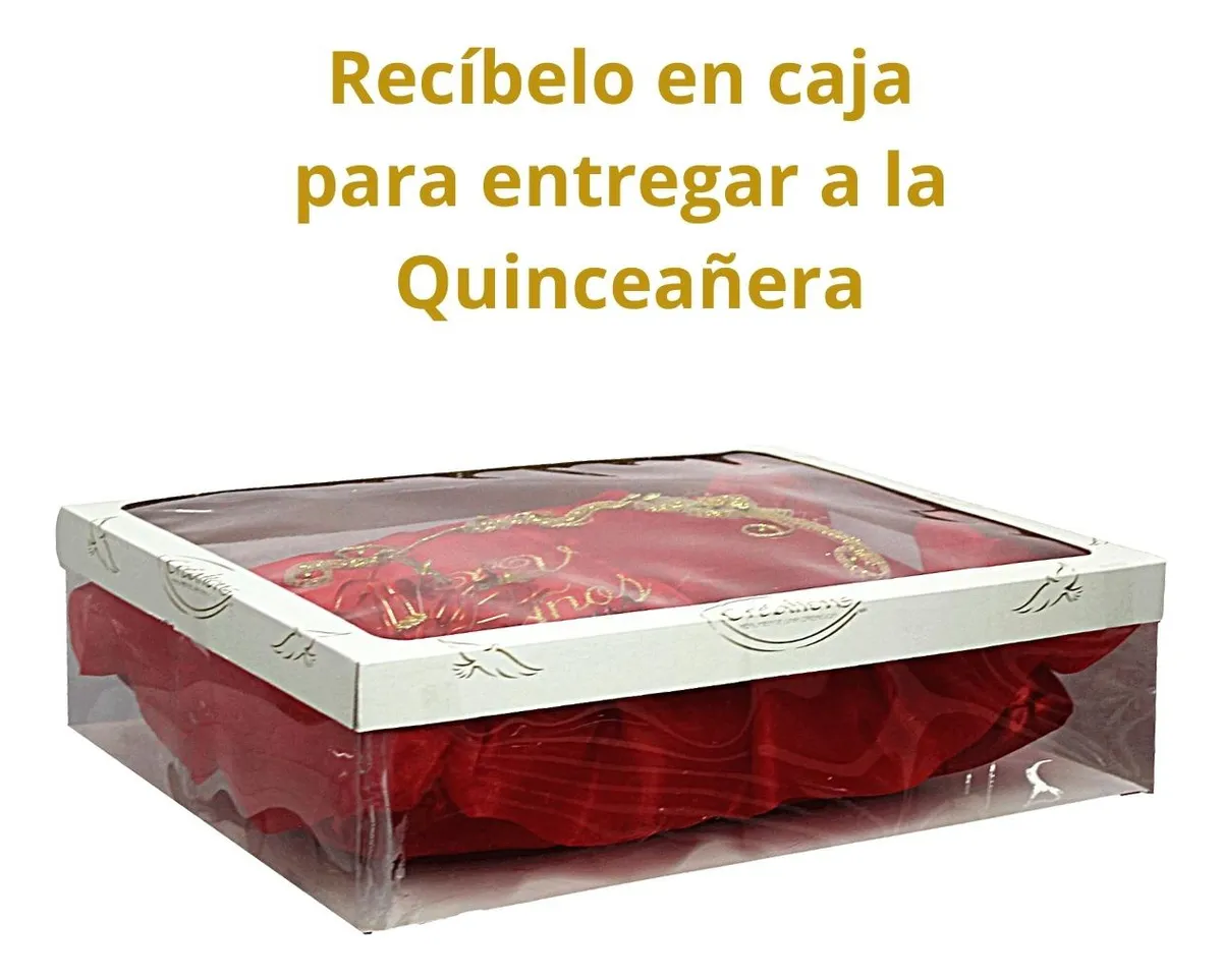 Foto 5 pulgar | Cojin Recuerdo 15 Años Rojo Bordado + Incluye Caja Xv