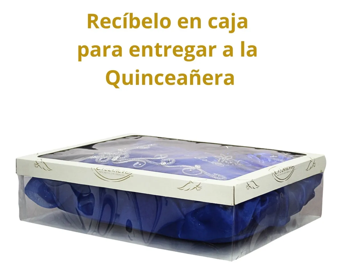 Foto 5 pulgar | Cojin Recuerdo De 15 Años Azul Rey Bordado + Incluye Caja