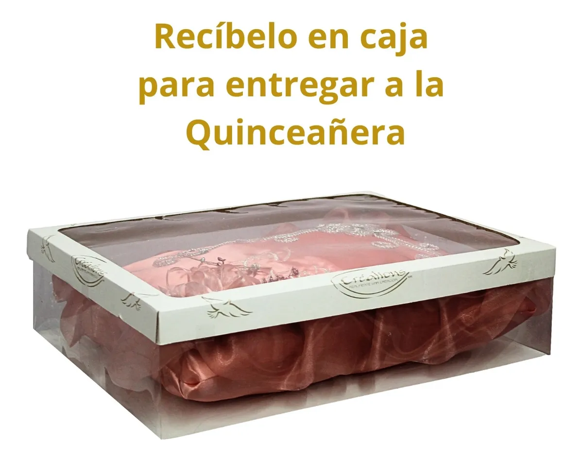 Foto 2 | Cojin Recuerdo 15 Años Palo De Rosa Bordado + Incluye Caja Dorado