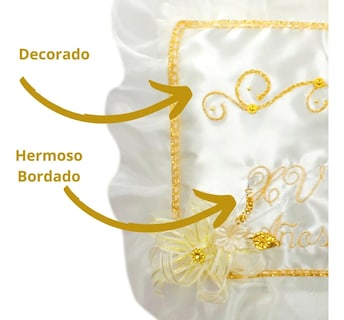 Foto 3 | Cojin Recuerdo De 15 Años Beige Crema Perla + Incluye Caja
