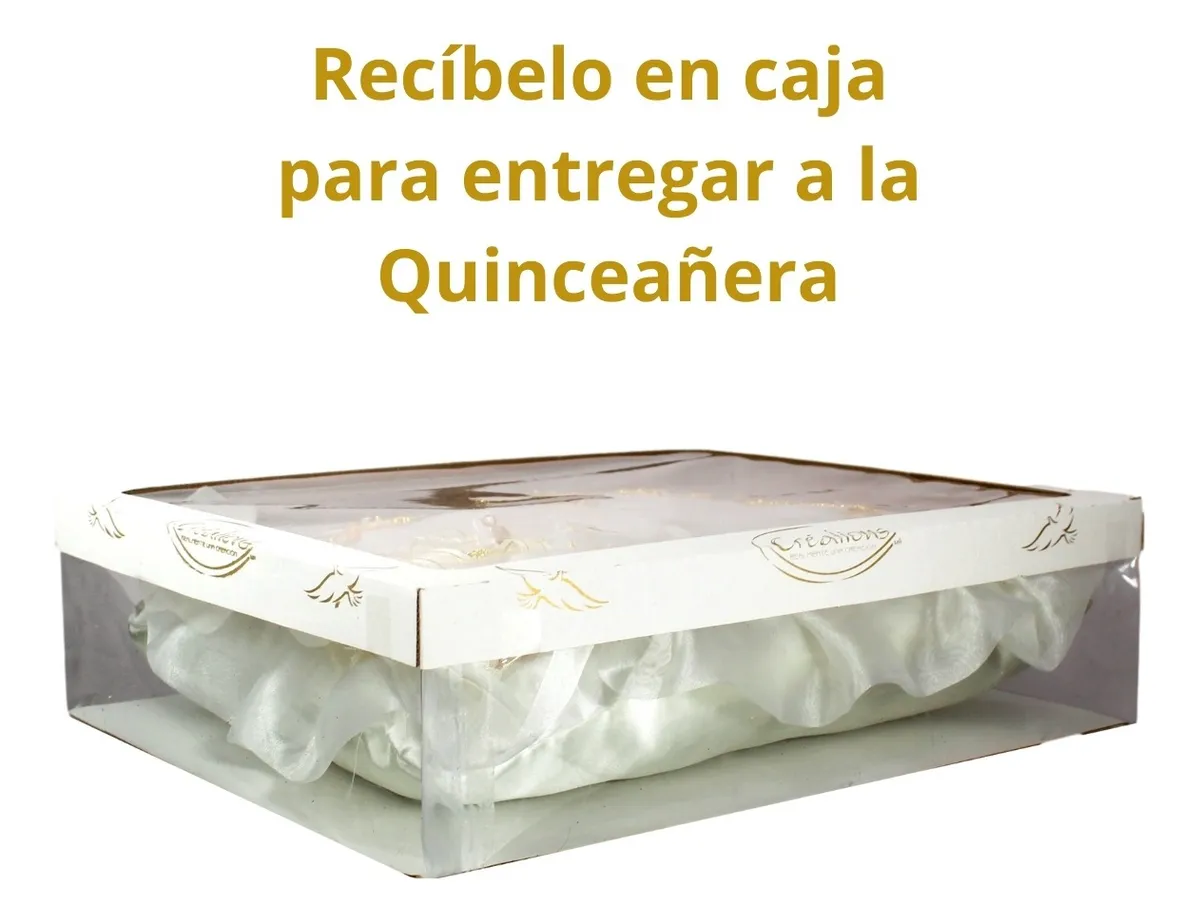Foto 5 pulgar | Cojin Recuerdo De 15 Años Beige Crema Perla + Incluye Caja