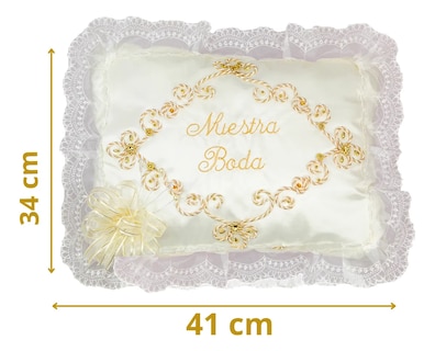Foto 2 | Cojines Boda Matrimonio Hincarse + Incluyen Caja Bordado Beige