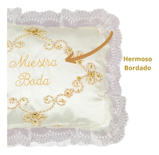 Foto 3 | Cojines Boda Matrimonio Hincarse + Incluyen Caja Bordado Beige