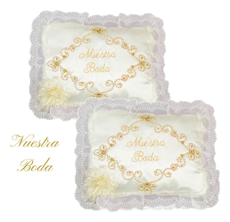 Foto 4 | Cojines Boda Matrimonio Hincarse + Incluyen Caja Bordado Beige