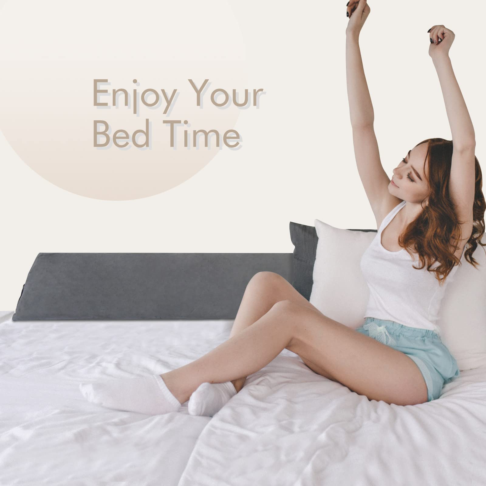 Foto 7 | Almohada Con Forma De Cuña Vekkia King Para Cabecero  Relleno De Huecos  Gris - Venta Internacional.