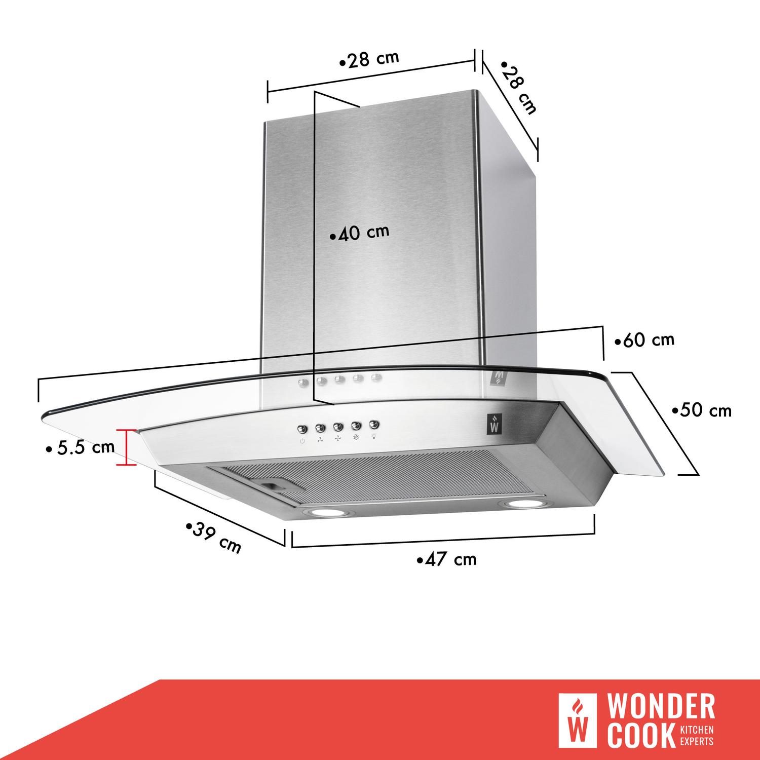Foto 4 pulgar | Campana Extractora Cocina Wonder Cook Vidrio Templado Acero Inoxidable