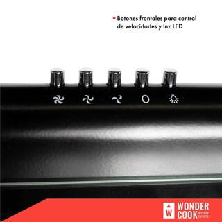 Foto 5 | Campana Extractora WONDER COOK Negra de Cocina Purificadora Acero Inoxidable Luz LED
