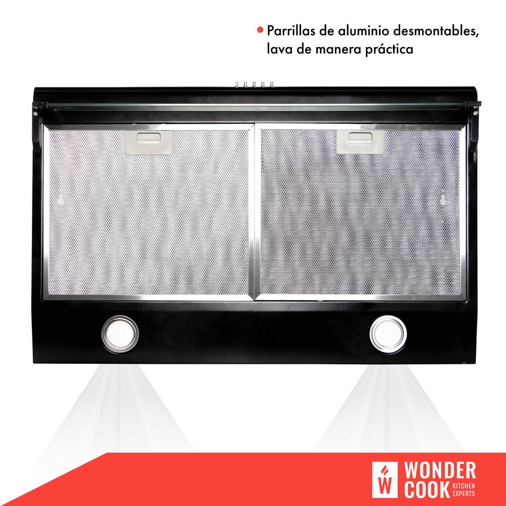 Foto 7 pulgar | Campana Extractora WONDER COOK Negra de Cocina Purificadora Acero Inoxidable Luz LED