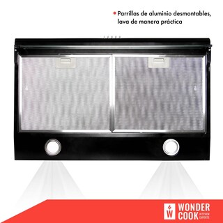 Foto 6 | Campana Extractora WONDER COOK Negra de Cocina Purificadora Acero Inoxidable Luz LED