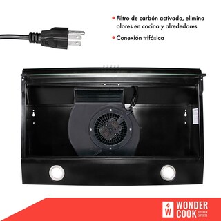 Foto 8 | Campana Extractora WONDER COOK Negra de Cocina Purificadora Acero Inoxidable Luz LED
