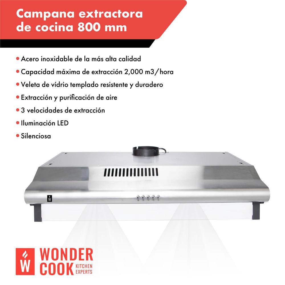 Foto 3 pulgar | Campana Wonder Cook HJCH8000CH00 Plateado de Acero Inoxidable