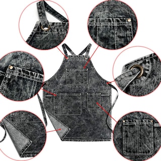 Foto 2 | Delantal De Estilista Jeanerlor De Mezclilla Negra Con Bolsillos Para Mujer - Venta Internacional.