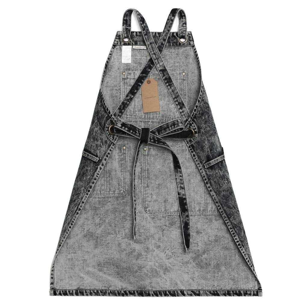 Foto 5 pulgar | Delantal De Estilista Jeanerlor De Mezclilla Negra Con Bolsillos Para Mujer - Venta Internacional.