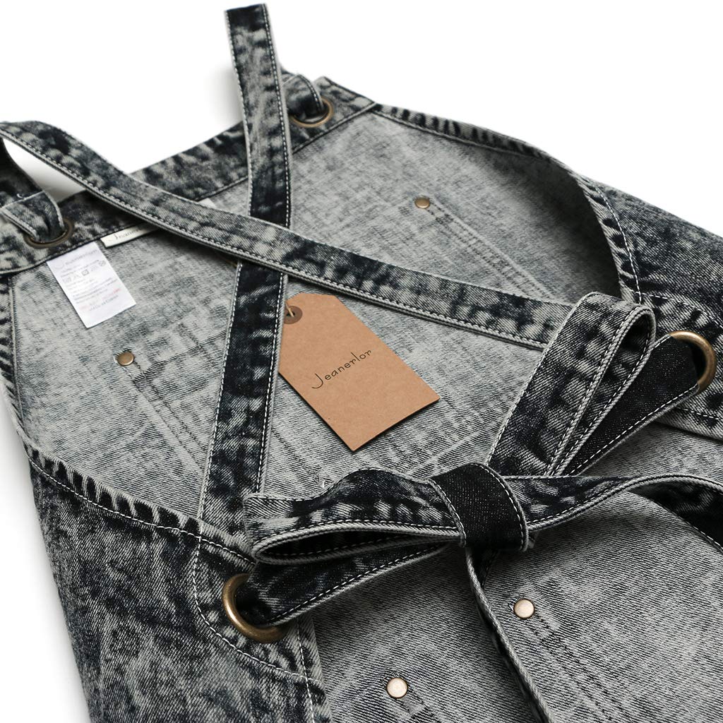 Foto 7 pulgar | Delantal De Estilista Jeanerlor De Mezclilla Negra Con Bolsillos Para Mujer - Venta Internacional.