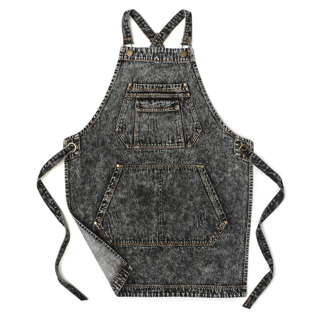 Foto 1 | Delantal Jeanerlor De Mezclilla Con Bolsillos Para Estilista, Color Negro - Venta Internacional.