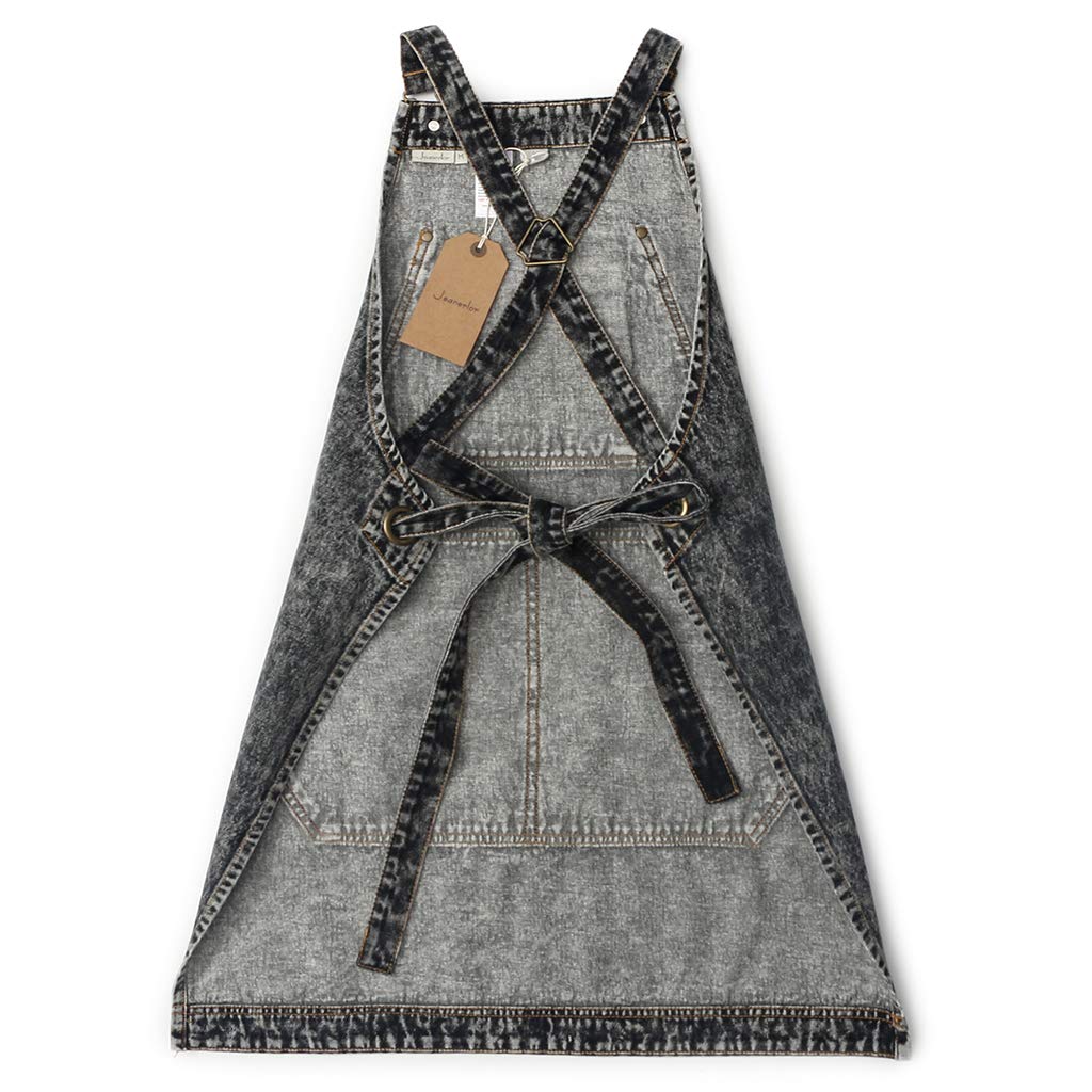 Foto 3 | Delantal Jeanerlor De Mezclilla Con Bolsillos Para Estilista, Color Negro - Venta Internacional.