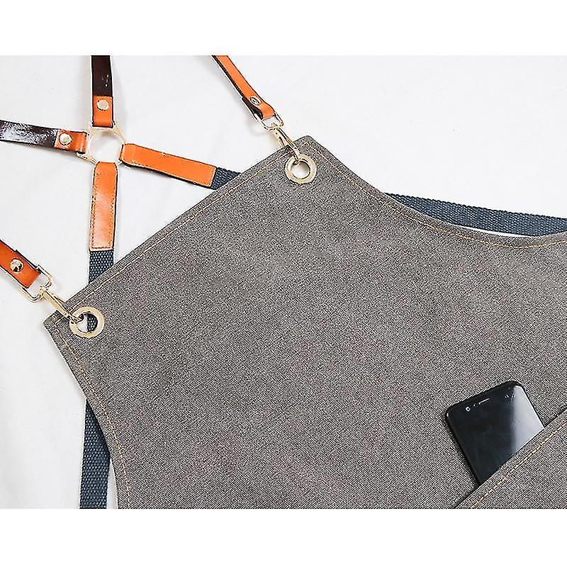 Foto 3 | Delantal Huoguo De Mezclilla Impermeable Coreano Con Logotipo Personalizado Unisex - Venta Internacional.