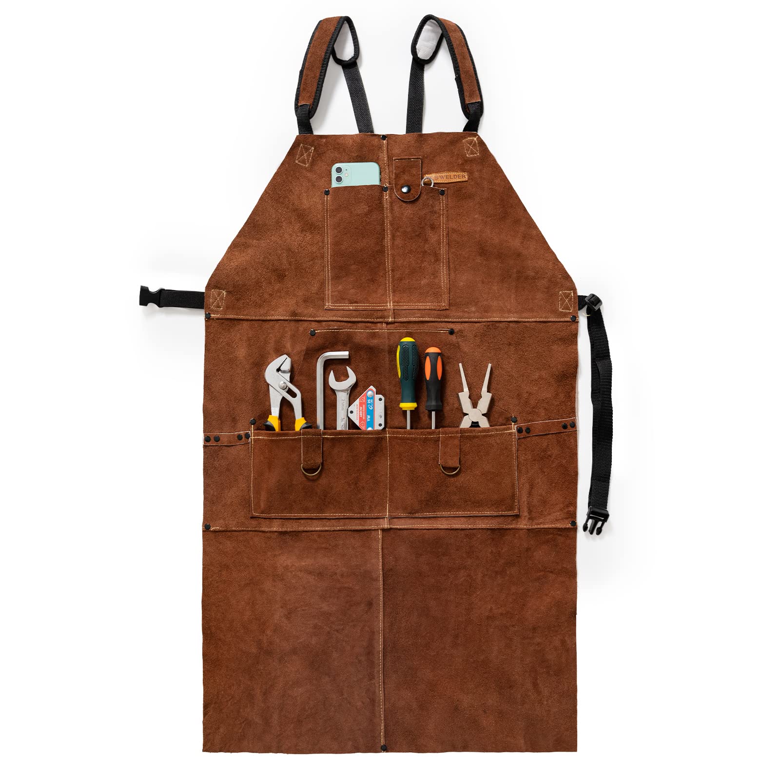 Foto 2 pulgar | Delantal Yeswelder Para Taller De Soldadura, Piel, 6 Bolsillos, 41 Cm - Venta Internacional.