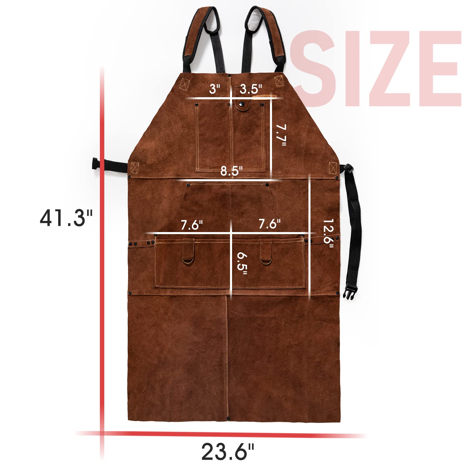 Foto 2 | Delantal Yeswelder Para Taller De Soldadura, Piel, 6 Bolsillos, 41 Cm - Venta Internacional.
