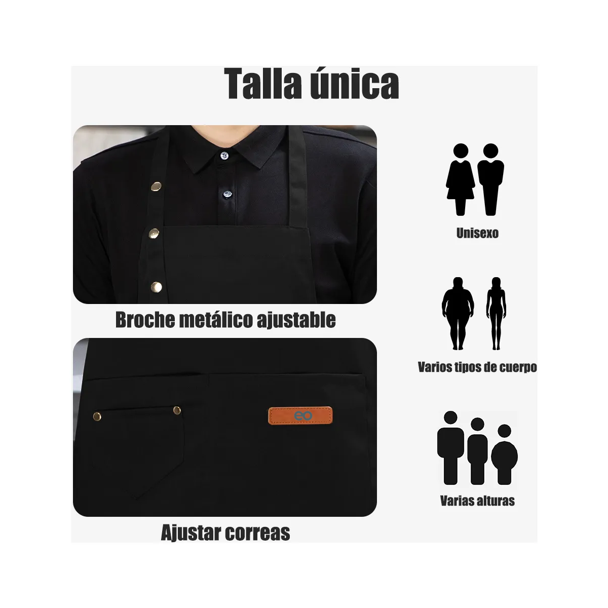 Foto 4 pulgar | Par 2 Pzs Mandil Delantal Cocina Chef Multiusos Ajustable Eo Safe Imports Esi-20739 Multicolor