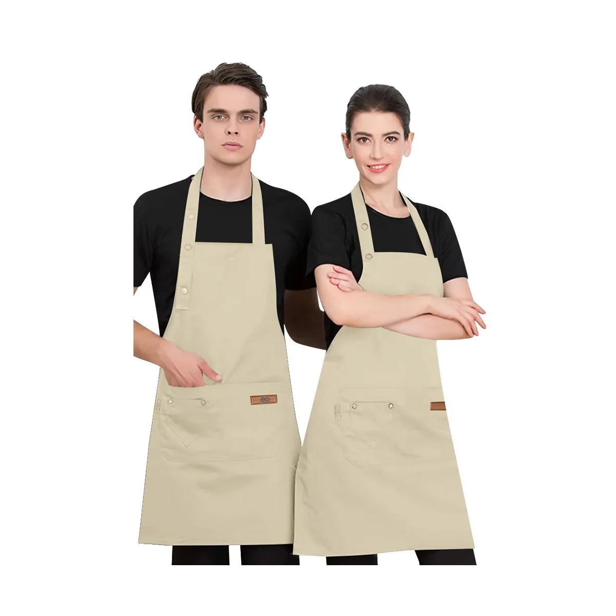 Foto 3 pulgar | 2 Pzs Mandil Delantal Cocina Chef Multiusos Ajustable Eo Safe Imports Esi-20738 Beige