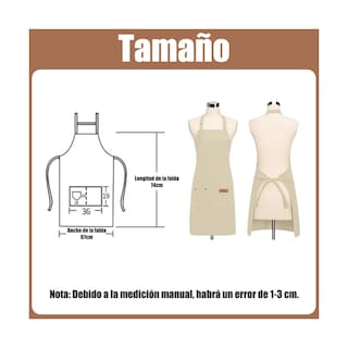 Foto 4 | 2 Pzs Mandil Delantal Cocina Chef Multiusos Ajustable Eo Safe Imports Esi-20738 Beige