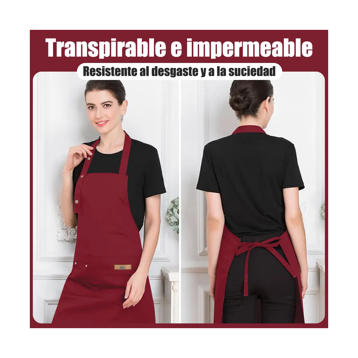 Foto 2 | Set 2 Pcs Mandil Delantal Cocina Chef Multiusos Ajustable 2pcs  Eo Safe Imports Esi-20741 Vino
