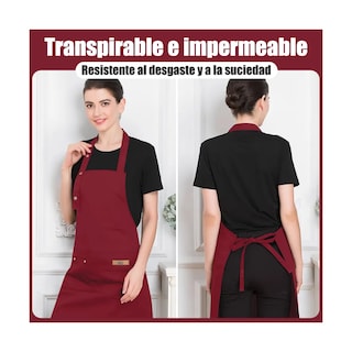 Foto 2 | Set 2 Pcs Mandil Delantal Cocina Chef Multiusos Ajustable 2pcs Eo Safe Imports Esi-20741 Vino