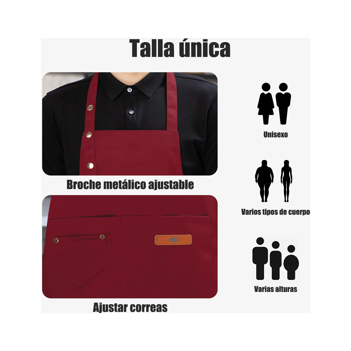 Foto 3 | Set 2 Pcs Mandil Delantal Cocina Chef Multiusos Ajustable 2pcs  Eo Safe Imports Esi-20741 Vino