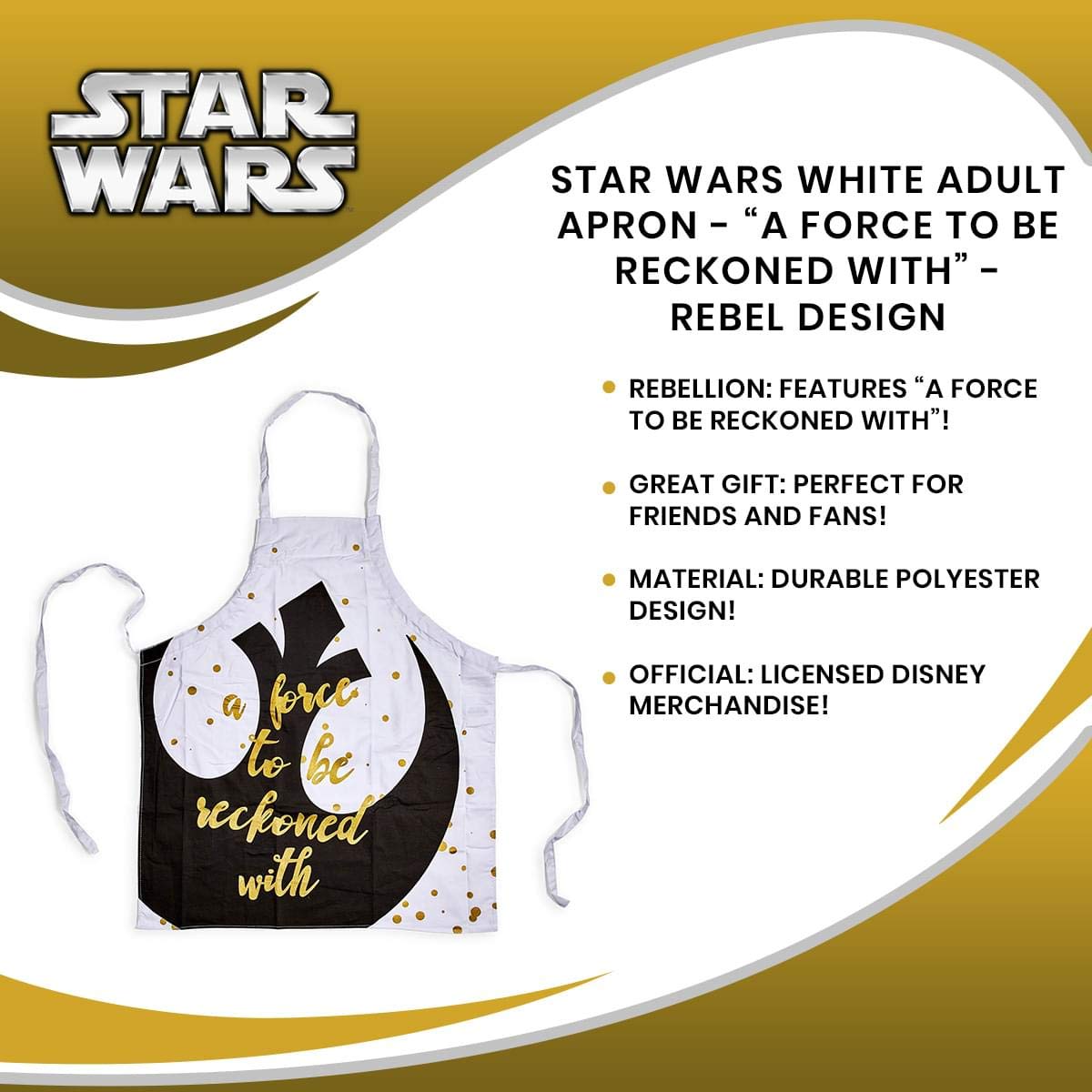 Foto 7 | Delantal Star Wars Rebel: Una Fuerza A Tener En Cuenta: Blanco - Venta Internacional.