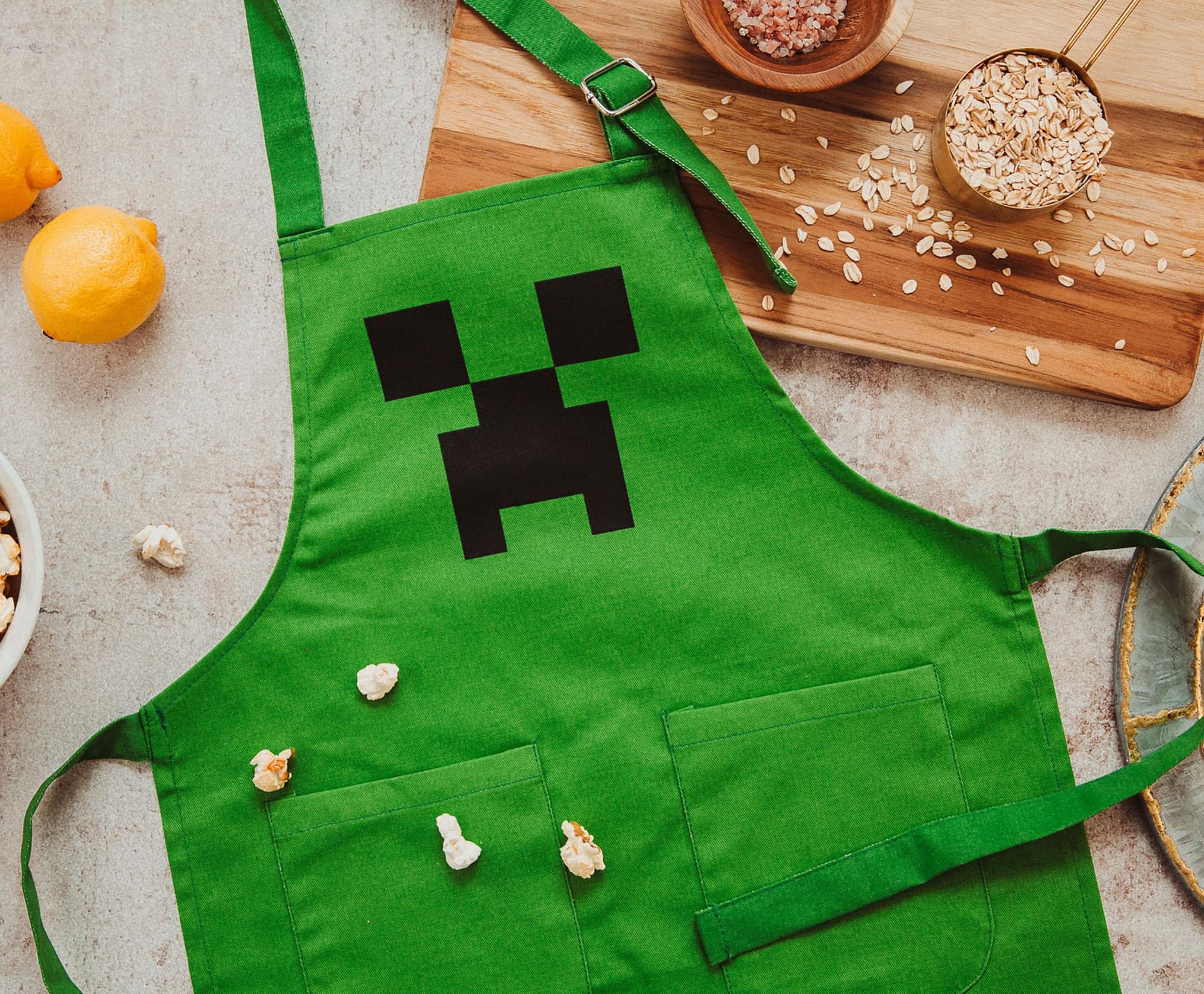 Foto 3 pulgar | Delantal De Cocina Minecraft Green Creeper Youth  100% Algodón - Venta Internacional.