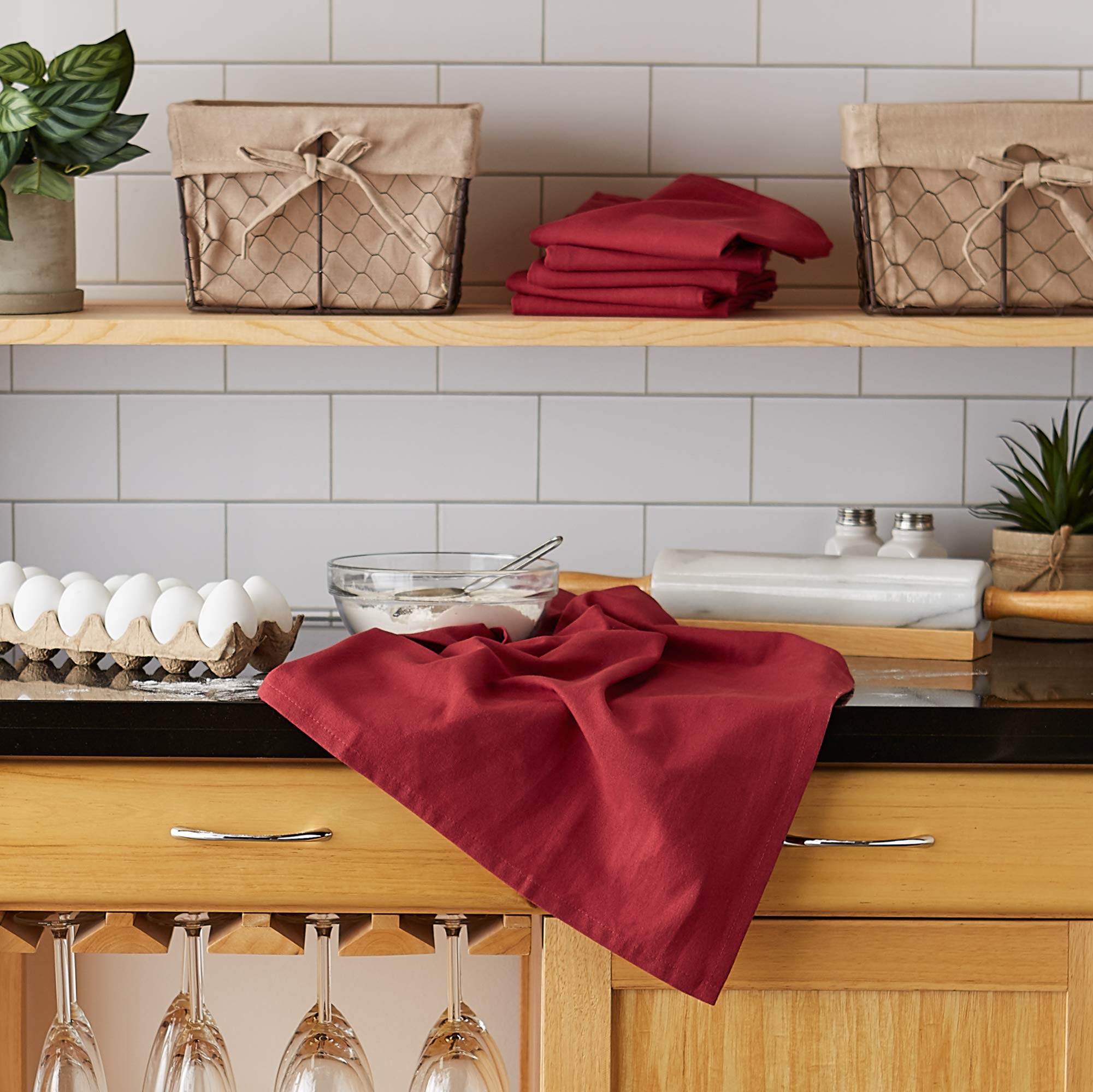Foto 5 | Trapo para Cocina DII de Algodón Liso Rojo 6 Piezas - Venta Internacional