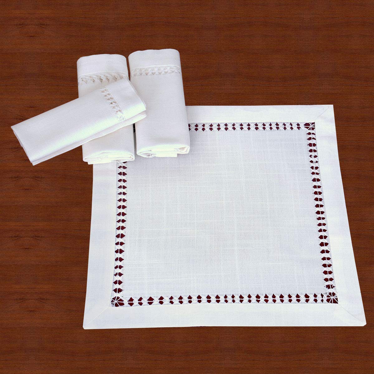 Foto 5 | Servilletas Grelicgo De Encaje Blanco Con Dobladillo, 29 X 29 Cm, Juego De 4 - Venta Internacional.