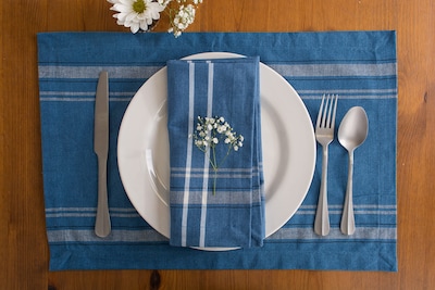Foto 7 | Juego De Servilletas Dii French Stripe Para Mesa, 100% Algodón, 20 X 20 Cm, Color Azul - Venta Internacional.