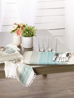 Foto 3 | Juego De Servilletas Dii Everyday Collection Con Flecos, 20 X 20 Cm, Color Verde Azulado - Venta Internacional.