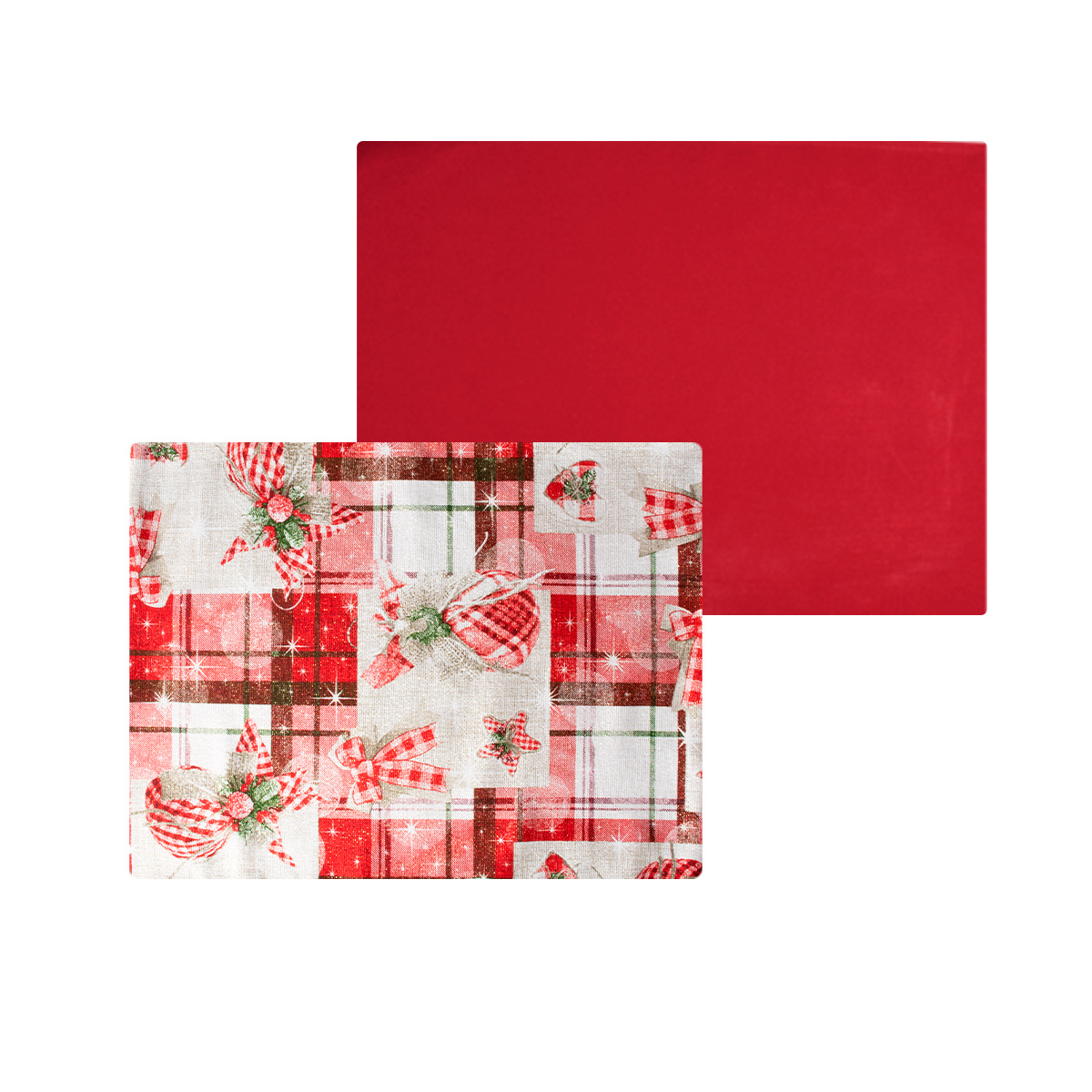 Foto 1 | Decoración Navidad Set 6 Manteles Individuales Para Mesa Esferas Algodón Doble Vista Tv Ofertas Color Rojo