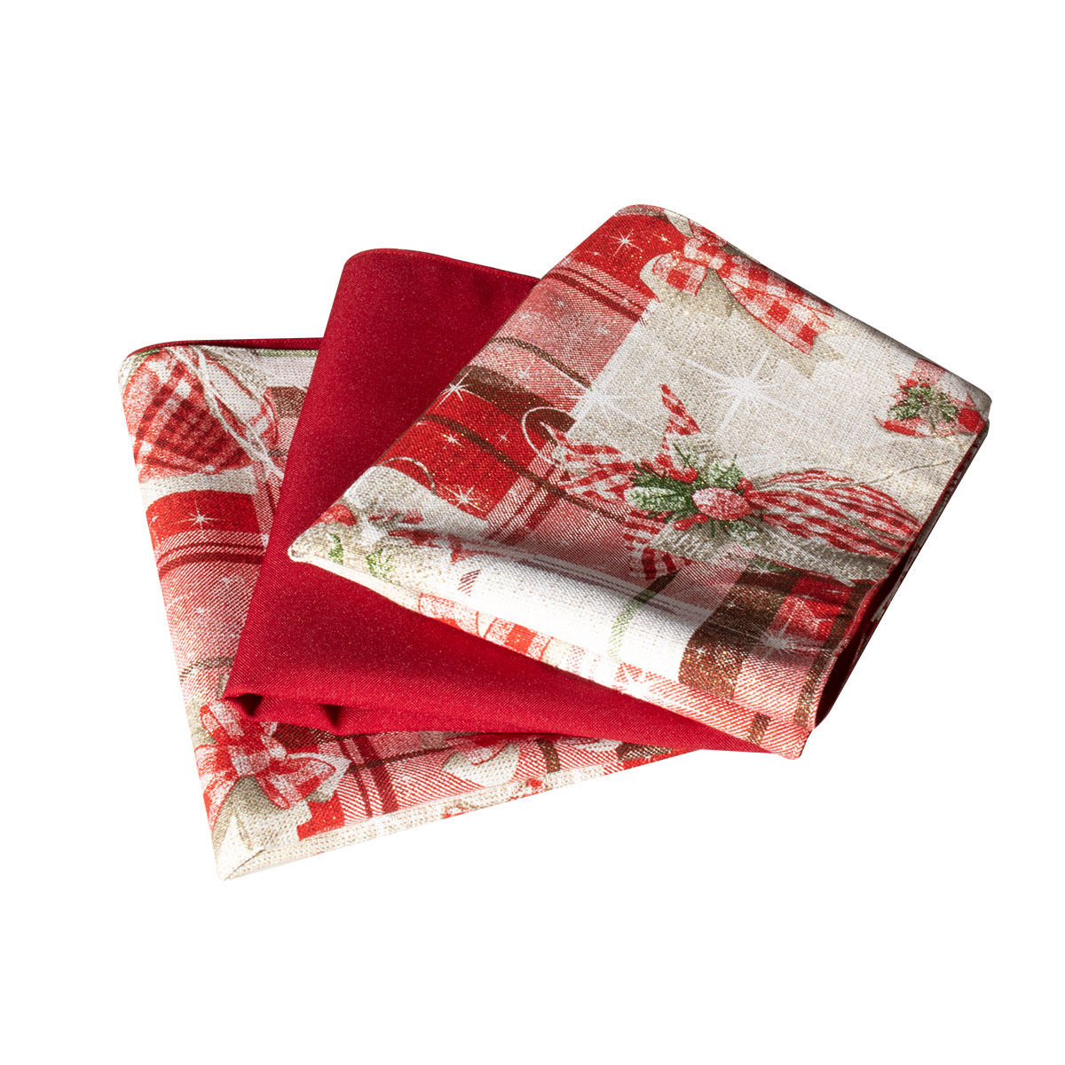 Foto 3 pulgar | Decoración Navidad Set 6 Manteles Individuales Para Mesa Esferas Algodón Doble Vista Tv Ofertas Color Rojo