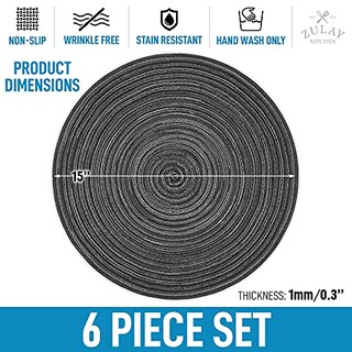 Foto 1 | Juego de Manteles Individuales Redondos de 15 Pulgadas para Mesa de Comedor - Venta Internacional