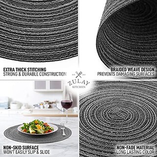 Foto 5 | Juego de Manteles Individuales Redondos de 15 Pulgadas para Mesa de Comedor - Venta Internacional