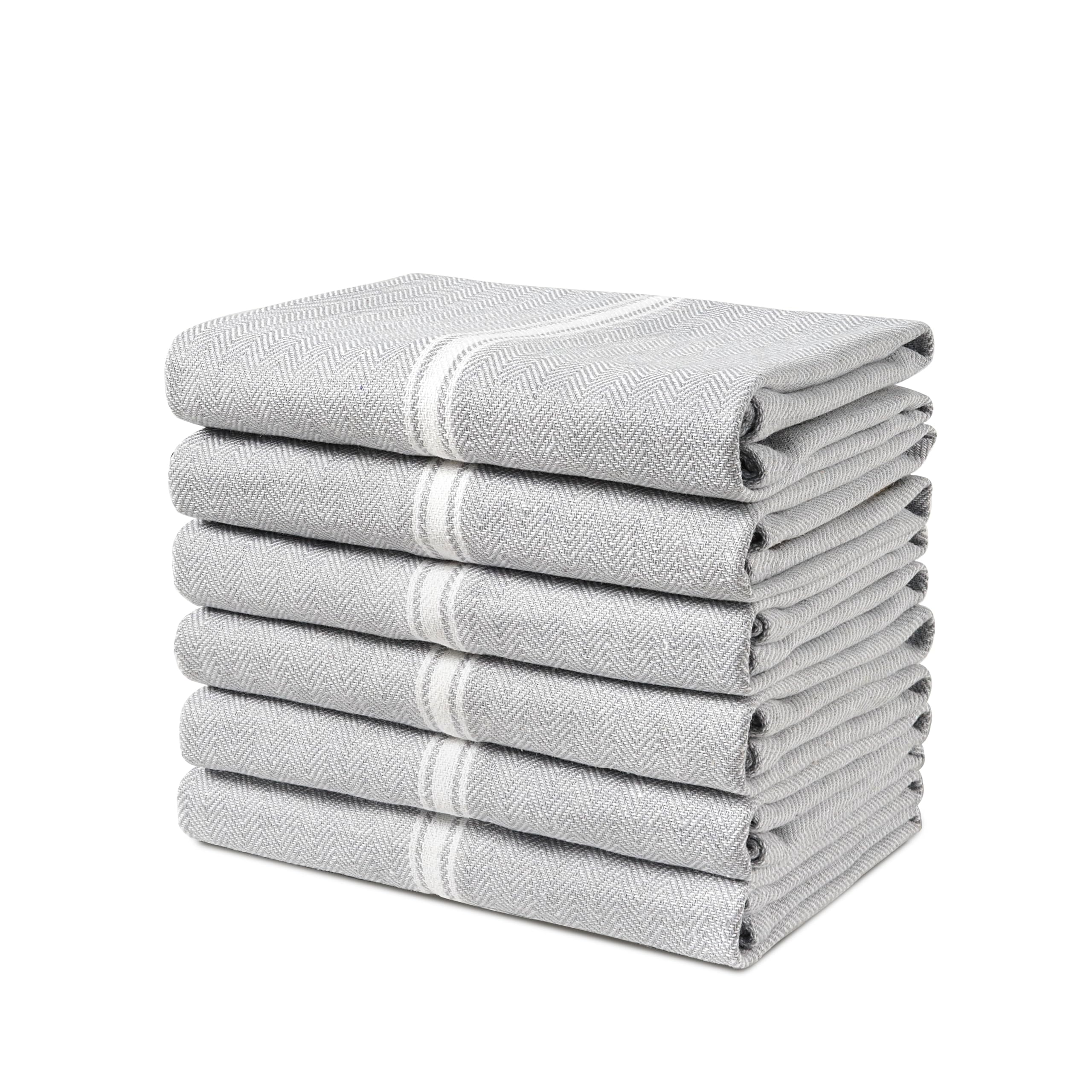 Juego De 6 Paños De Cocina Lane Linen, 100% Algodón, Color Gris - Venta Internacional.