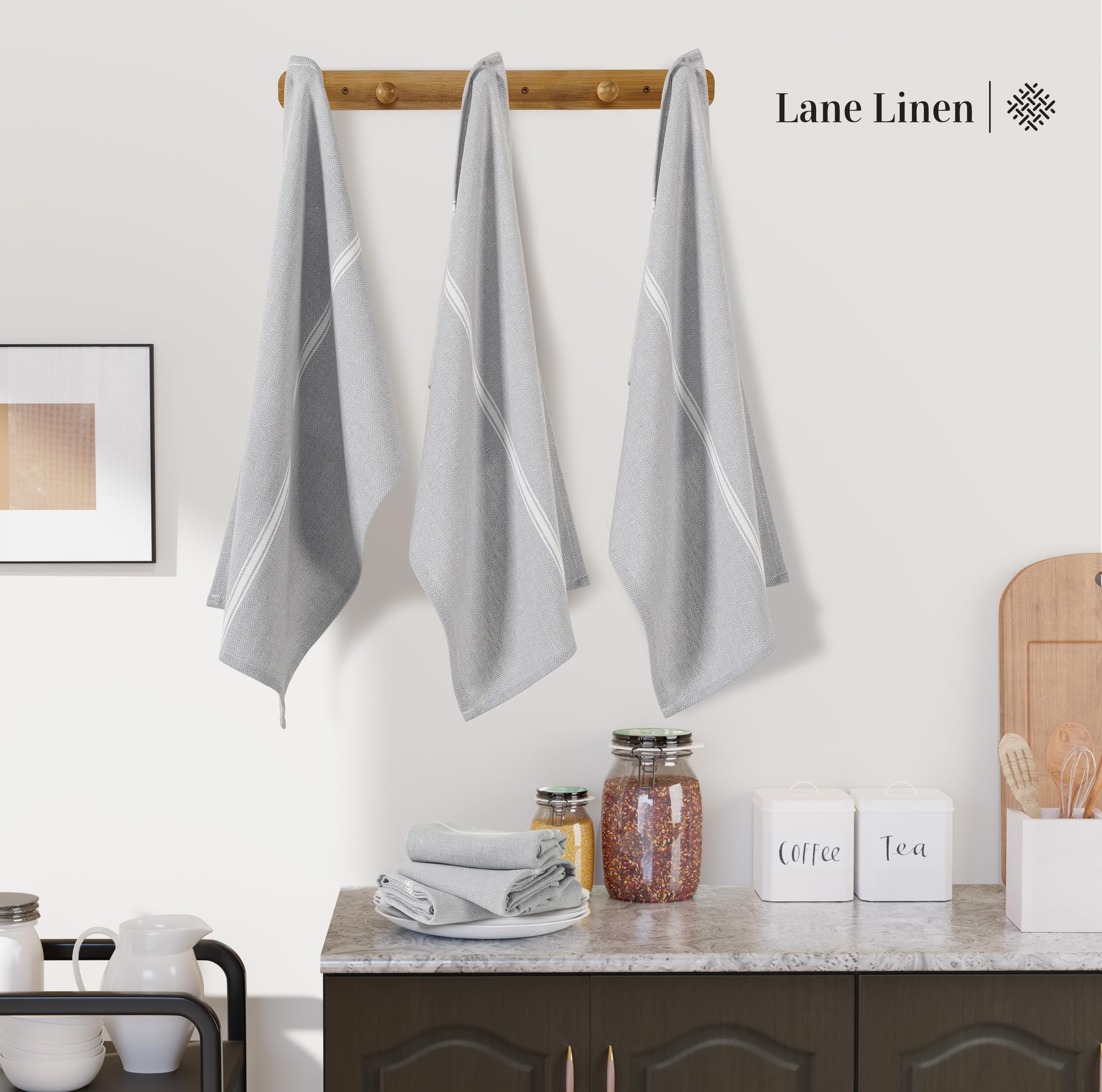 Foto 4 pulgar | Juego De 6 Paños De Cocina Lane Linen, 100% Algodón, Color Gris - Venta Internacional.