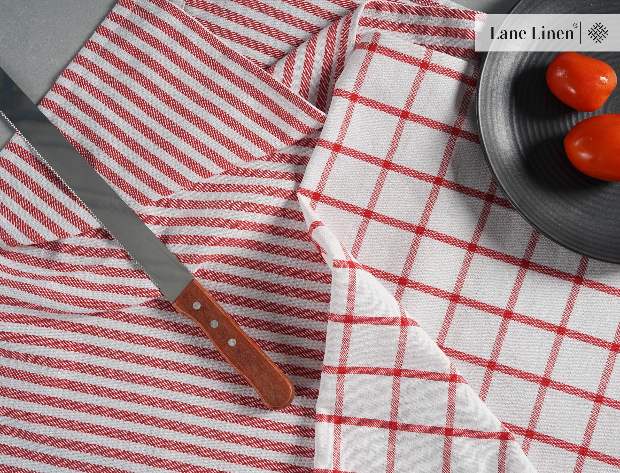 Foto 3 | Juego De Paños De Cocina Lane Linen, 100% Algodón, 12 Unidades, Color Rojo - Venta Internacional.