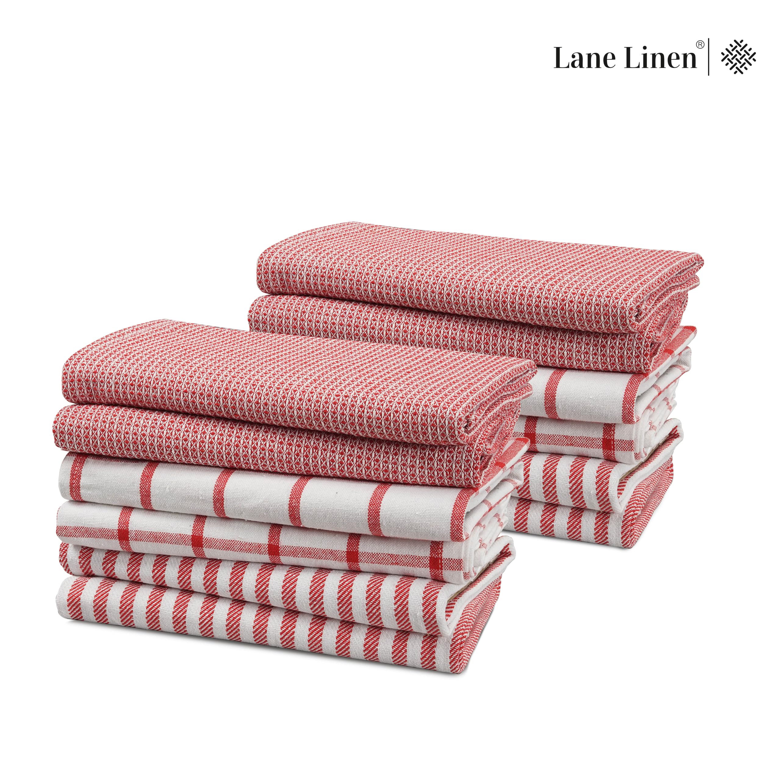 Foto 5 | Juego De Paños De Cocina Lane Linen, 100% Algodón, 12 Unidades, Color Rojo - Venta Internacional.